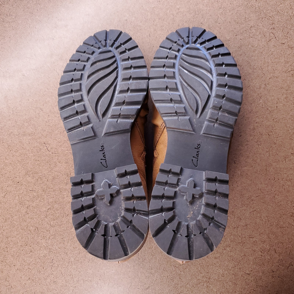 Clarks Clarkwell Leather Zip Ankle Boots Women 7M Tan Low Block Heel Casual - Picture 7 of 10